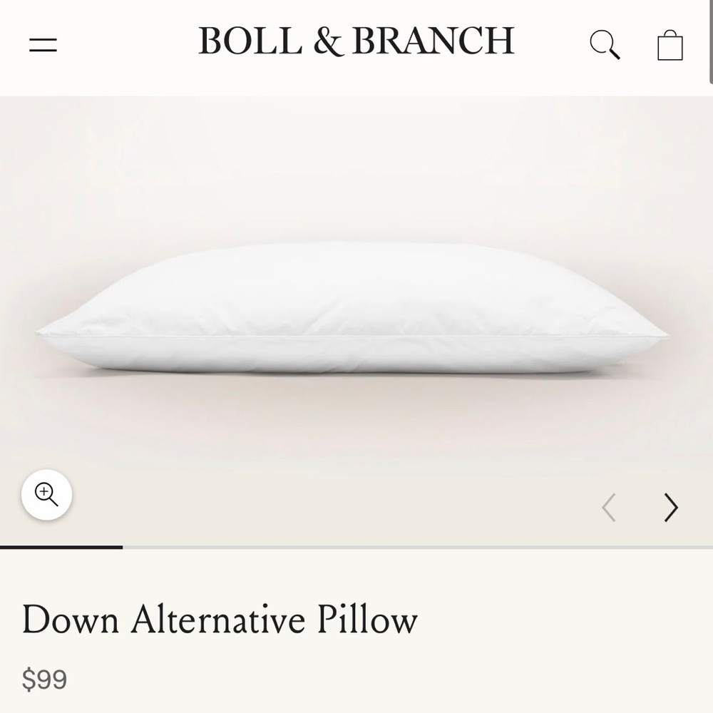 Boll & Branch White Down Alternative Pillow